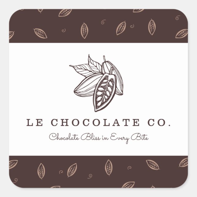 Eleganter, moderner Baker Kakaobean Quadratischer Aufkleber (Vorderseite)