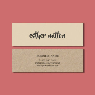Eleganter moderner Beige Kraft Paper Consultant Mini Visitenkarte