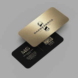 Eleganter moderner Black Gold Barber Barbershop Visitenkarte