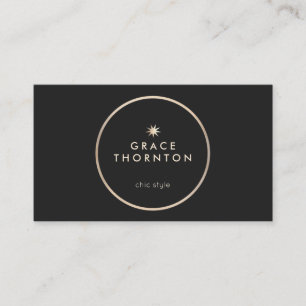 Eleganter, moderner Black Gold Circle Star Visitenkarte