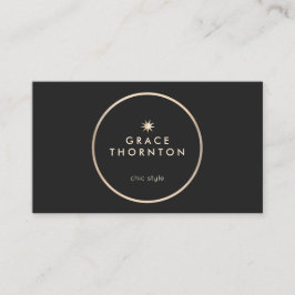 Eleganter, moderner Black Gold Circle Star Visitenkarte