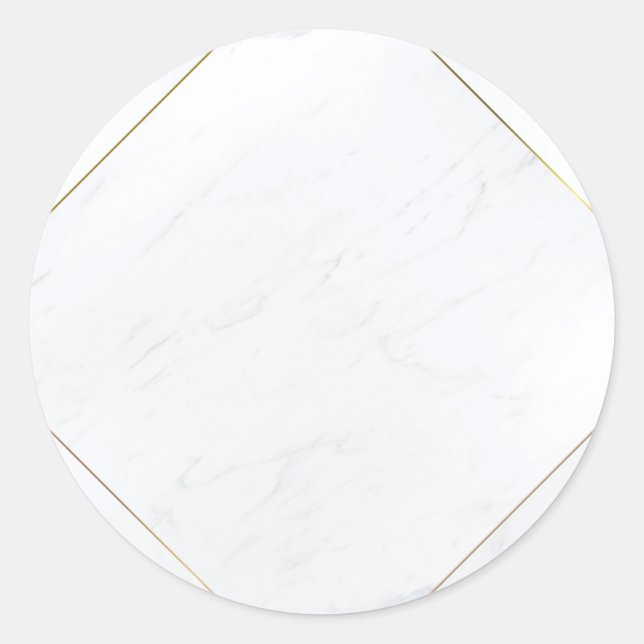 Eleganter moderner Blank Template Marble Gold Fram Runder Aufkleber (Vorderseite)