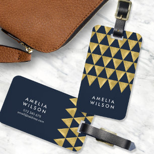 Eleganter, moderner Blue Imitats Gold Triangle Gep Gepäckanhänger