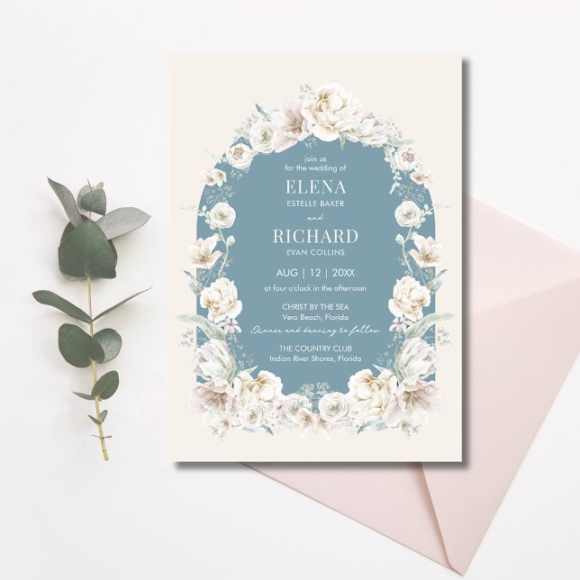 Eleganter moderner Blumengarten Einladung zur Hoch (Elegant Modern Floral Garden Wedding Invitation)