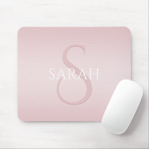 Eleganter moderner Blush-Pink-Ombre-Name & Monogra Mousepad