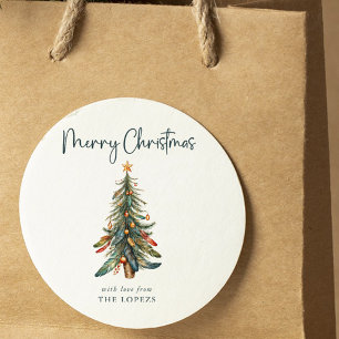 Eleganter Moderner Boho Weihnachtsbaum Runder Aufkleber