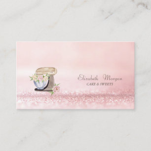 Eleganter moderner Bokeh-Aquarell-Torte-Mixer-Blum Visitenkarte