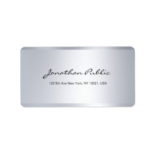 Eleganter moderner Chic Einfache Silver Hand Text Adressaufkleber