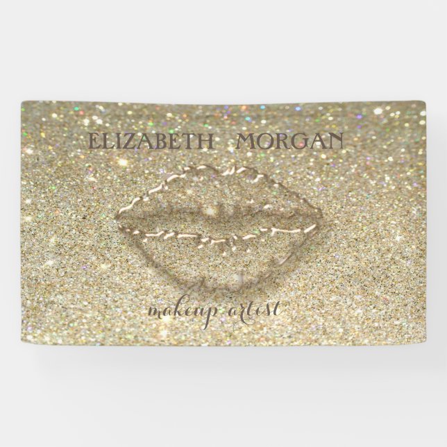 Eleganter Moderner Chic Glittery Bokeh,Lips Banner (Horizontal)
