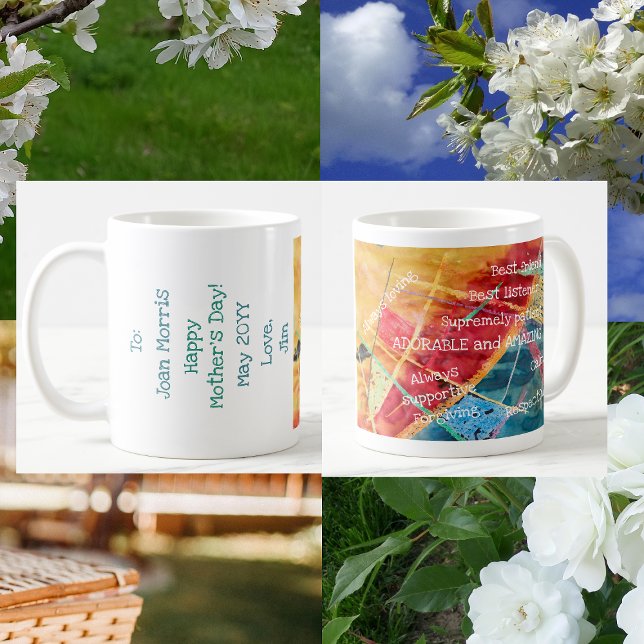 Eleganter Moderner Chic Große Mutter Adorable Phan Kaffeetasse (Happy Mother's Day to an Adorable and Amazing Mother! Elegant mug w/ an amazing mother's qualities )