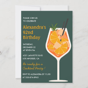 Eleganter moderner Cocktail 92. Geburtstagseinladu Einladung