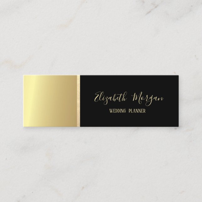 Eleganter, moderner Einfach-, Gold-, Schwarz-, Min Mini Visitenkarte (Vorderseite)