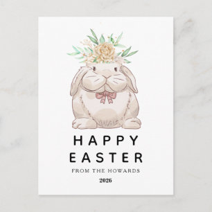 Eleganter moderner einfacher floraler Hase Frohe Feiertagspostkarte