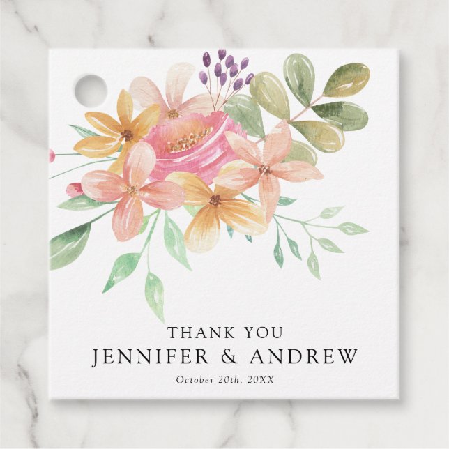 Eleganter moderner floraler Klassiker Geschenkanhänger (Vorderseite)