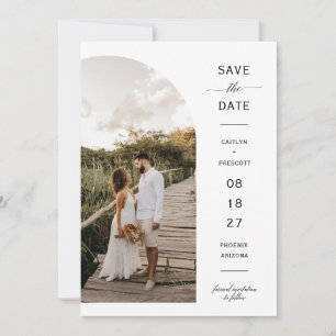 Eleganter, moderner Foto QR-Code Save the Date Einladung