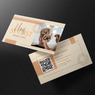Eleganter moderner Friseur Friseursalon QR-Code Visitenkarte