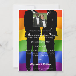 Eleganter, moderner Gay Men Wedding Foto Regenboge Save The Date