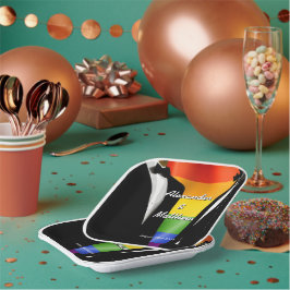 Eleganter, moderner Gay Men Wedding Rainbow Pappteller