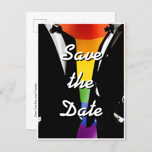 Eleganter, moderner Gay Men Wedding Rainbow Postkarte