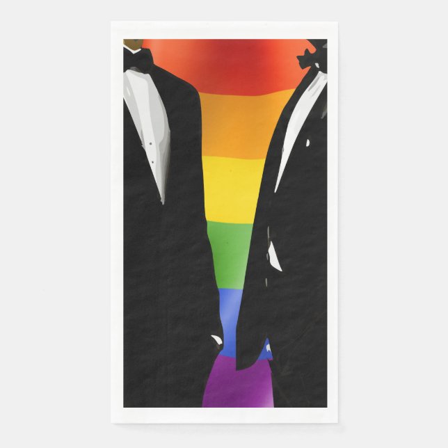 Eleganter, moderner Gay Men Wedding Rainbow Serviette (Vorderseite)