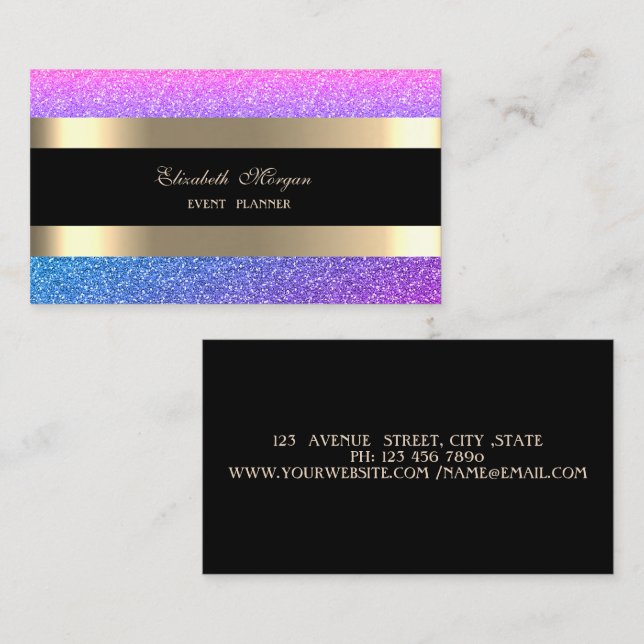 Eleganter, moderner, gewölbter Glitzer Visitenkarte (Vorne/Hinten)
