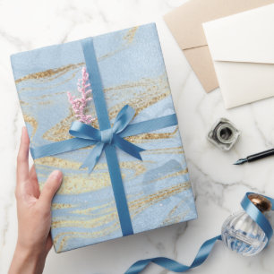 Eleganter moderner Glitzer aus Gold und hellblauem Geschenkpapier