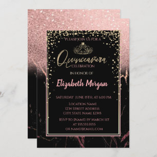 Eleganter moderner Glitzer Gold Tiara, Marmor Einladung