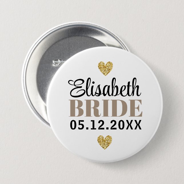 Eleganter moderner Glitzer Herzenslust - individue Button (Vorne & Hinten)