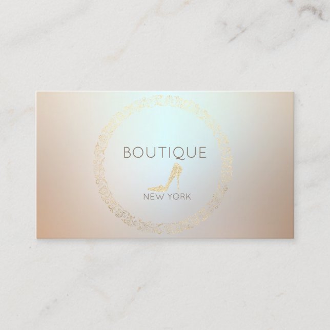 Eleganter, moderner Glitzer High Heel, Oval Frame Visitenkarte (Vorderseite)