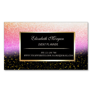 Eleganter moderner Gold Confetti, Schwarz, Bokeh R Magnetische Visitenkarte