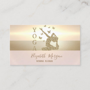 Eleganter Moderner Gold Glitter Yoga für Frauen Visitenkarte