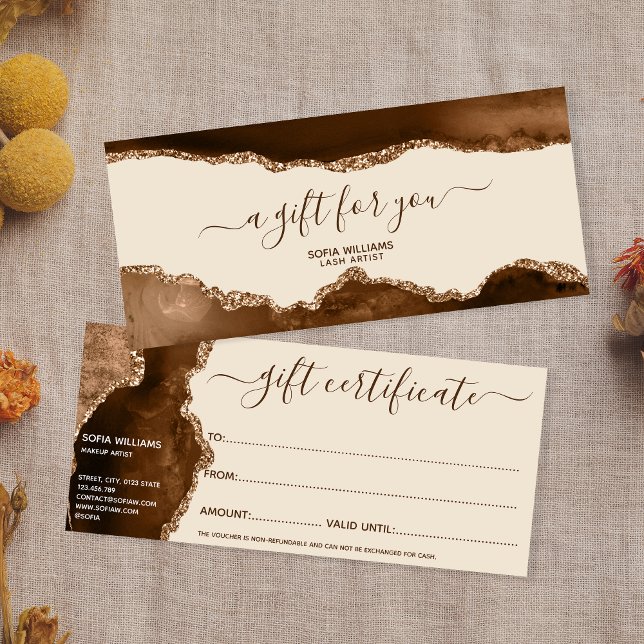 Eleganter moderner Gold Glitzer Brown Agate (Von Creator hochgeladen)