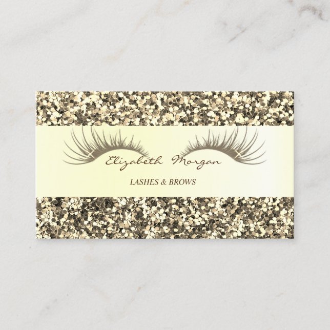 Eleganter moderner Gold Glitzer, Imitate Lashes Visitenkarte (Vorderseite)
