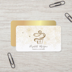 Eleganter moderner Gold-Konfetti-Cupcake Visitenkarte