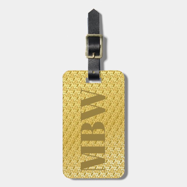 Eleganter moderner Gold Metallic-mit Monogramm Nam Gepäckanhänger (Vorderseite vertikal)
