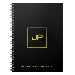 Eleganter, moderner Gold Monogram Black Template S Notizblock
