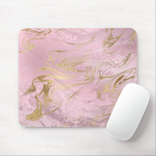 Eleganter, moderner Gold- und Rose-Goldmarmor & Gl Mousepad