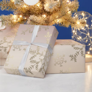 Eleganter moderner Goldene Glitzer-Schneeflocken-G Geschenkpapier