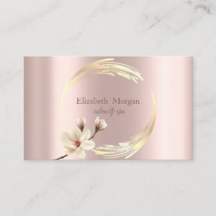 Eleganter moderner goldener Kreis Magnolie Roségol Visitenkarte