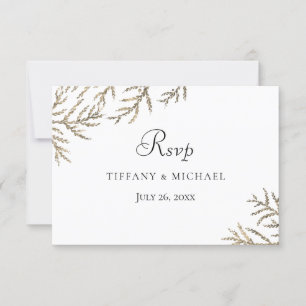 Eleganter moderner Goldener Leaf Wedding RSVP
