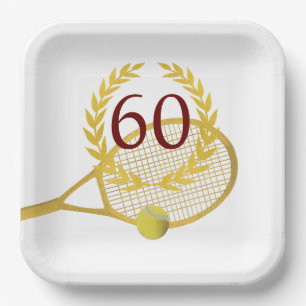 Eleganter, moderner Goldener Tennisspieler Geburts Pappteller