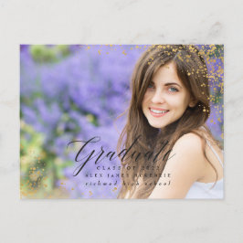 Eleganter, moderner, goldfarbener, abstrakt gespre ankündigungspostkarte