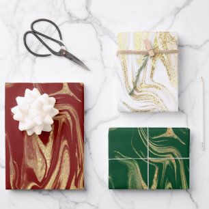Eleganter moderner Goldmarmor Geschenkpapier Set
