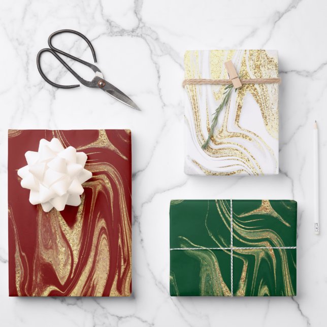 Eleganter moderner Goldmarmor  Geschenkpapier Set (Vorderseite)
