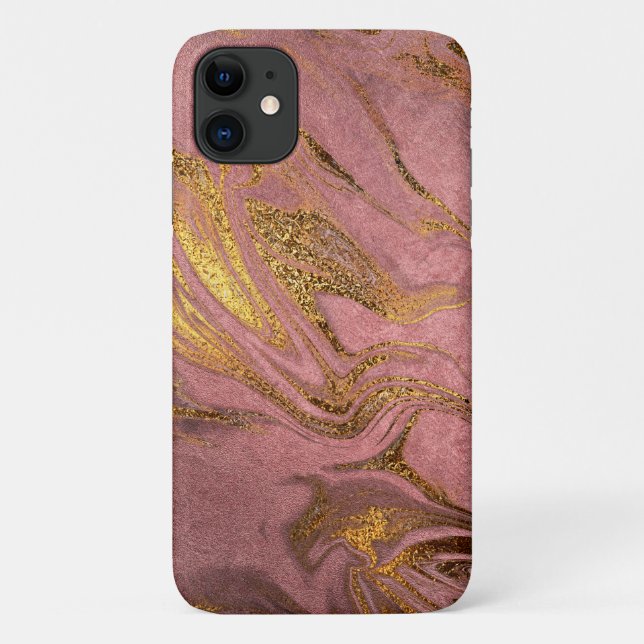 Eleganter, moderner Goldmarmor und Rose Case-Mate iPhone Hülle (Rückseite)