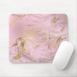Eleganter, moderner Goldmarmor und Rose mit Glitze Mousepad