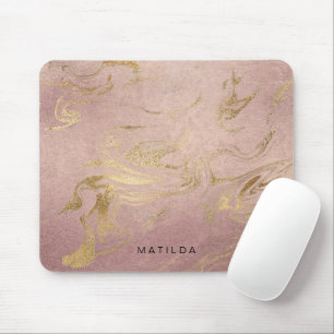Eleganter, moderner Goldmarmor und Rose Mousepad