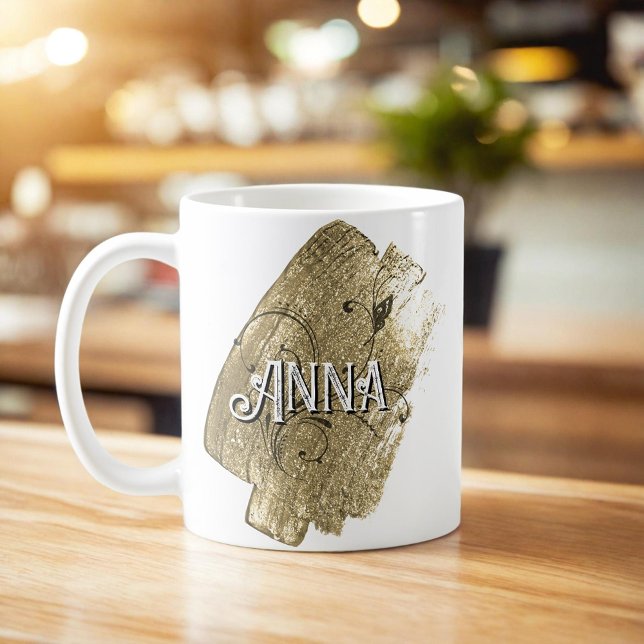 Eleganter moderner Goldname Kaffeetasse (Von Creator hochgeladen)