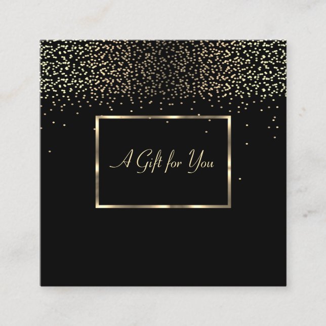 Eleganter moderner Goldrahmen, Confetti Rabattkarte (Vorderseite)