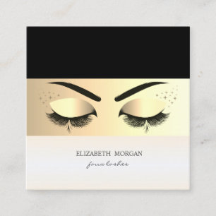Eleganter moderner Goldstreifen, falsche Wimpern Quadratische Visitenkarte